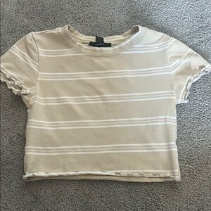 Forever 21 Cream and White Striped Tee